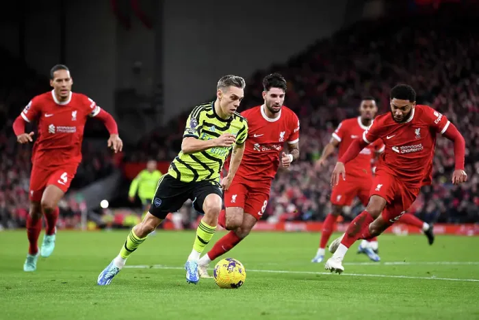 Framed Print : Trossard vs. Liverpool: Intense Battle at Anfield - Arsenal vs. Liverpool, Premier League 2023-24 Framed Print : Trossard vs. Liverpool: Intense Battle at Anfield - Arsenal vs. Liverpool, Premier League 2023-24
