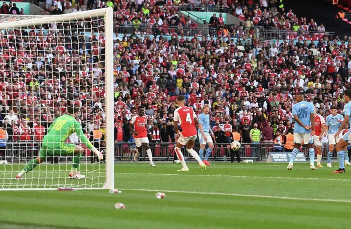 Framed Print : Trossard's Deflected Goal: Arsenal Claims Community Shield Victory Over Manchester City Framed Print : Trossard's Deflected Goal: Arsenal Claims Community Shield Victory Over Manchester City