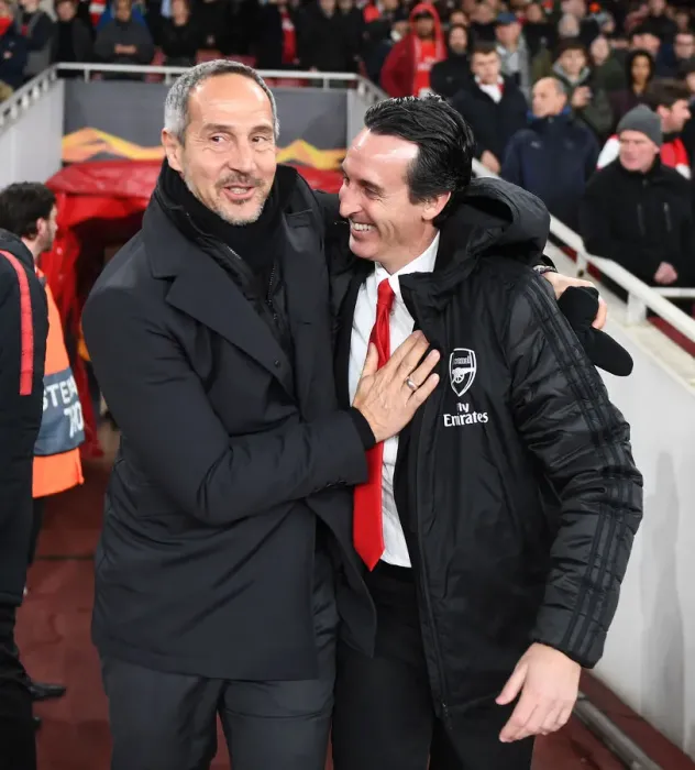 Framed Print : Unai Emery and Adolf Hutter Face Off: Arsenal FC vs Eintracht Frankfurt, UEFA Europa League 2019-20 Framed Print : Unai Emery and Adolf Hutter Face Off: Arsenal FC vs Eintracht Frankfurt, UEFA Europa League 2019-20