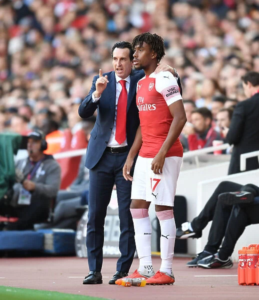 Unai Emery and Alex Iwobi: Arsenal FC's Dynamic Duo during Arsenal v Watford Match