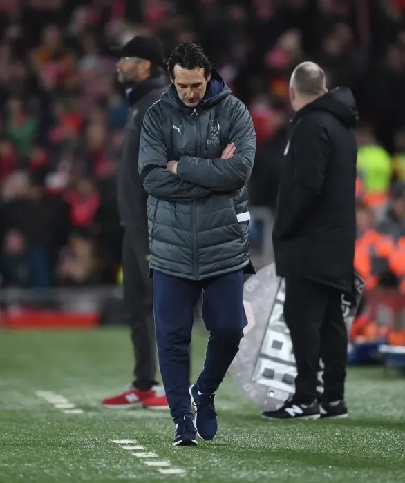 Framed Print : Unai Emery at Anfield: Liverpool vs. Arsenal, Premier League 2018-19
