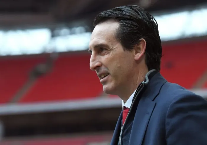Framed Print : Unai Emery: Arsenal FC at Wembley Against Tottenham Hotspur, Premier League 2018-19