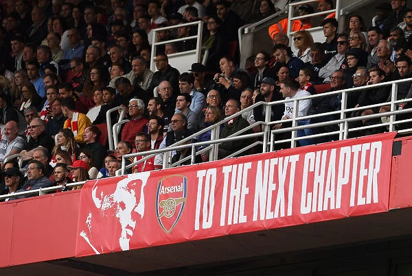 Unai Emery Banner at Arsenal's Emirates Stadium: Arsenal v West Ham United, Premier League 2018-19