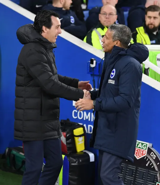 Framed Print : Unai Emery and Chris Hughton: Pre-Match Conferance, Brighton & Hove Albion vs. Arsenal FC, Premier League 2018-19 Framed Print : Unai Emery and Chris Hughton: Pre-Match Conferance, Brighton & Hove Albion vs. Arsenal FC, Premier League 2018-19