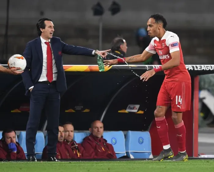 Framed Print : Unai Emery Coaches Aubameyang in Napoli's Stadio San Paolo: Arsenal's Europa League Quarterfinal Battle (2018-19) Framed Print : Unai Emery Coaches Aubameyang in Napoli's Stadio San Paolo: Arsenal's Europa League Quarterfinal Battle (2018-19)