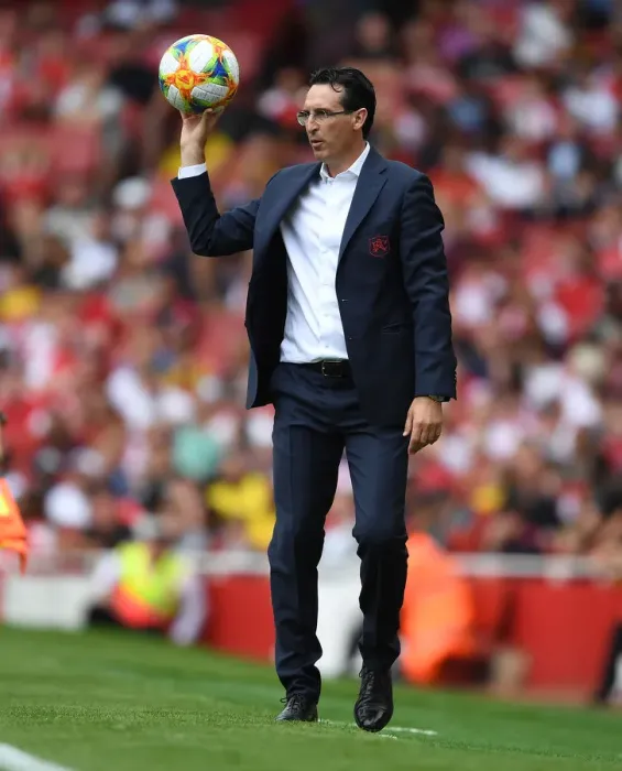 Framed Print : Unai Emery Guides Arsenal in Emirates Cup Battle against Olympique Lyonnais (2019-20)