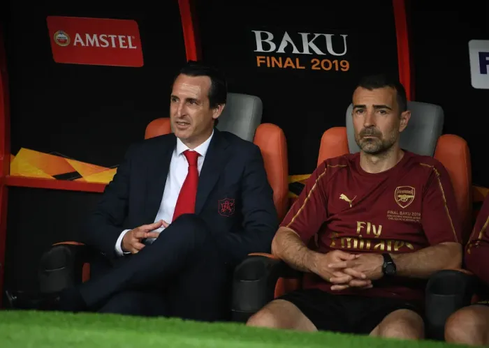 Framed Print : Unai Emery and Juan Carlos Carcedo, Arsenal's Head Coach and Assistant, before the Europa League Final against Chelsea, Baku 2019 Framed Print : Unai Emery and Juan Carlos Carcedo, Arsenal's Head Coach and Assistant, before the Europa League Final against Chelsea, Baku 2019