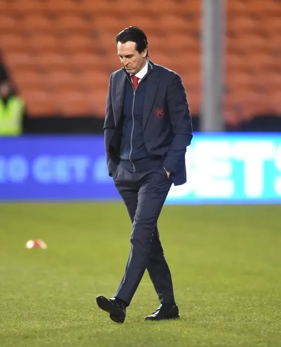 Framed Print : Unai Emery Leads Arsenal at Blackpool FA Cup Match, 2019