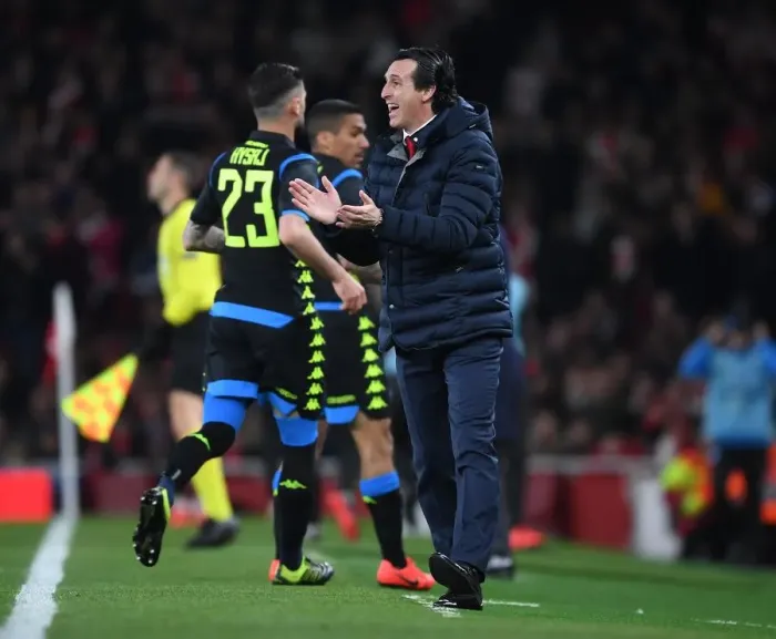 Framed Print : Unai Emery Leads Arsenal in Europa League Battle Against Napoli Framed Print : Unai Emery Leads Arsenal in Europa League Battle Against Napoli