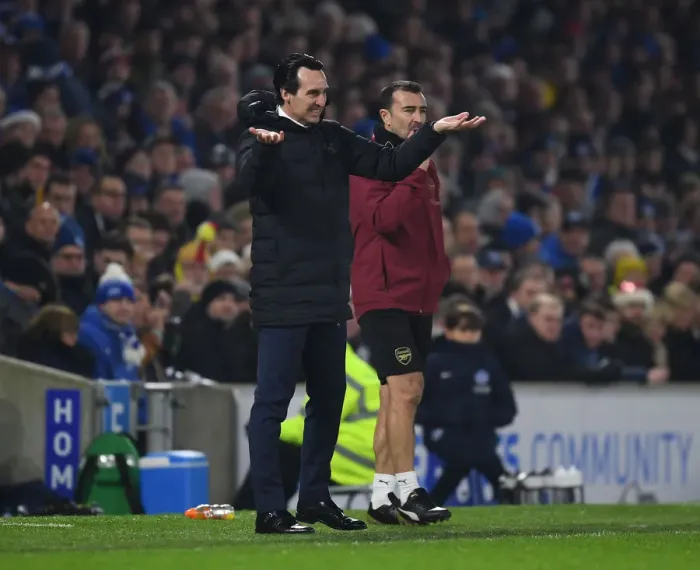 Framed Print : Unai Emery Leads Arsenal in Premier League Battle against Brighton Framed Print : Unai Emery Leads Arsenal in Premier League Battle against Brighton
