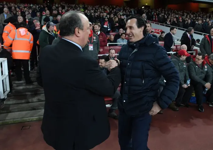 Framed Print : Unai Emery and Rafael Benitez: A Pre-Match Handshake Between Arsenal and Newcastle Managers (April 2019) Framed Print : Unai Emery and Rafael Benitez: A Pre-Match Handshake Between Arsenal and Newcastle Managers (April 2019)