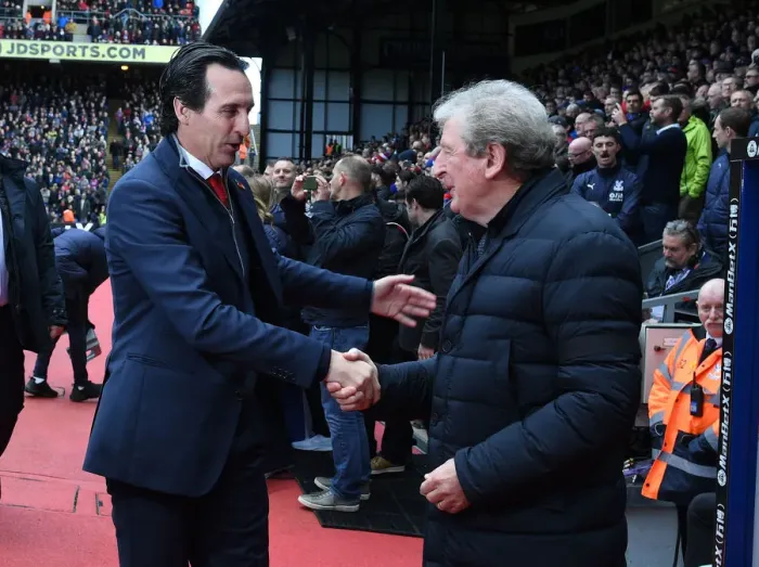 Framed Print : Unai Emery and Roy Hodgson Pre-Match Handshake: Crystal Palace vs Arsenal FC, Premier League 2018-19 Framed Print : Unai Emery and Roy Hodgson Pre-Match Handshake: Crystal Palace vs Arsenal FC, Premier League 2018-19