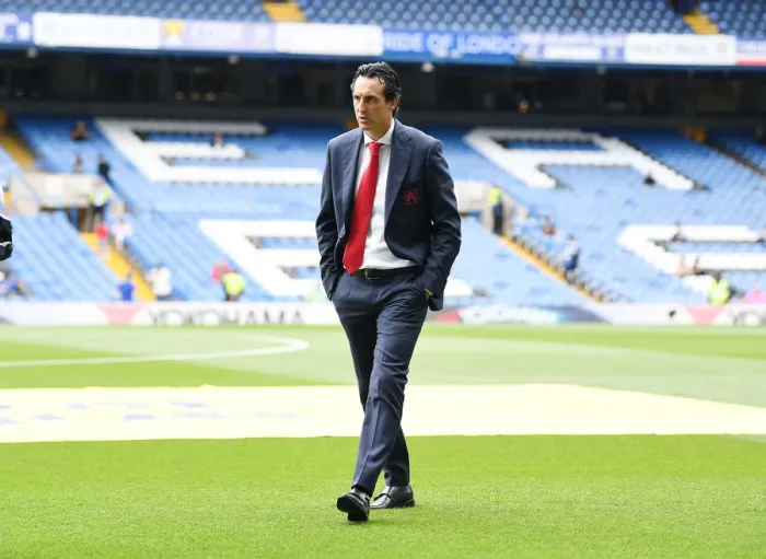 Framed Print : Unai Emery Scouting Chelsea's Turf Before Arsenal-Chelsea Clash (2018-19)