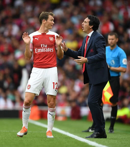 Unai Emery and Stephan Lichtsteiner: Arsenal FC vs Manchester City, Premier League 2018-19