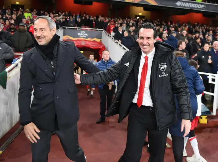 Framed Print : Unai Emery vs Adolf Hutter: Europa League Clash - Arsenal FC vs Eintracht Frankfurt Framed Print : Unai Emery vs Adolf Hutter: Europa League Clash - Arsenal FC vs Eintracht Frankfurt