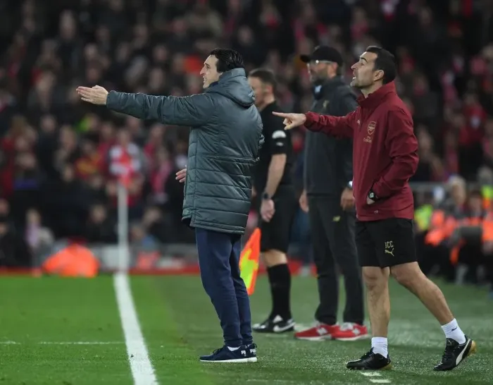Framed Print : Unai Emery vs. Jurgen Klopp: Tactical Battle at Anfield - Liverpool vs. Arsenal, Premier League 2018-19