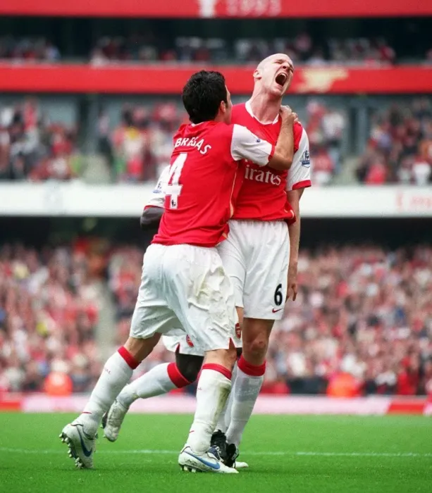 Framed Print : Unforgettable Moment: Senderos-Fabregas Goal Celebration - Arsenal's Thrilling 3-2 Victory Framed Print : Unforgettable Moment: Senderos-Fabregas Goal Celebration - Arsenal's Thrilling 3-2 Victory