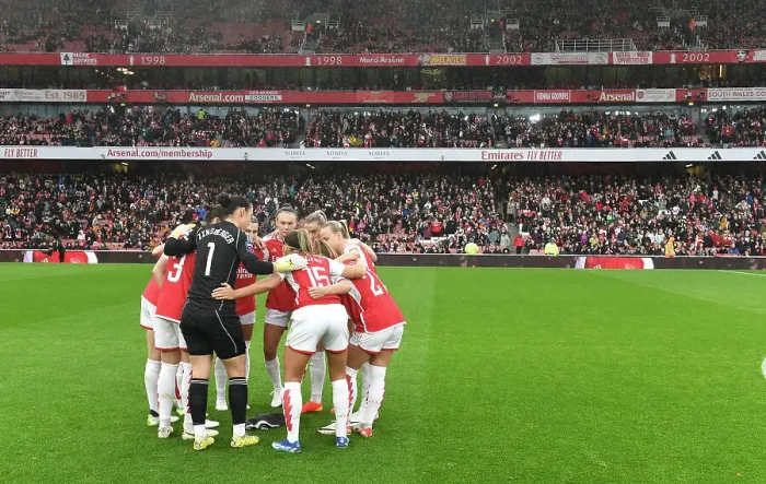 Framed Print : United in Focus: The Huddle - Arsenal Women vs. Chelsea Women's Super League Showdown at Emirates Stadium (2023-24) Framed Print : United in Focus: The Huddle - Arsenal Women vs. Chelsea Women's Super League Showdown at Emirates Stadium (2023-24)