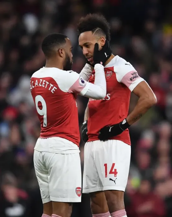 Framed Print : United Front: Aubameyang and Lacazette's Penalty Collaboration at Emirates Stadium (2018-19)