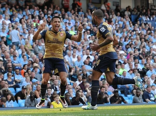 Unstoppable Arsenal Duo: Alexis Sanchez and Theo Walcott Celebrate Goals Against Manchester City (May 2016)