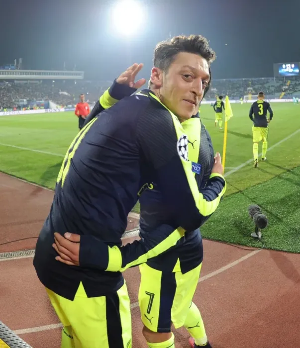 Framed Print : Unstoppable Arsenal Duo: Ozil and Sanchez Celebrate Goals in Champions League Victory over Ludogorets Framed Print : Unstoppable Arsenal Duo: Ozil and Sanchez Celebrate Goals in Champions League Victory over Ludogorets