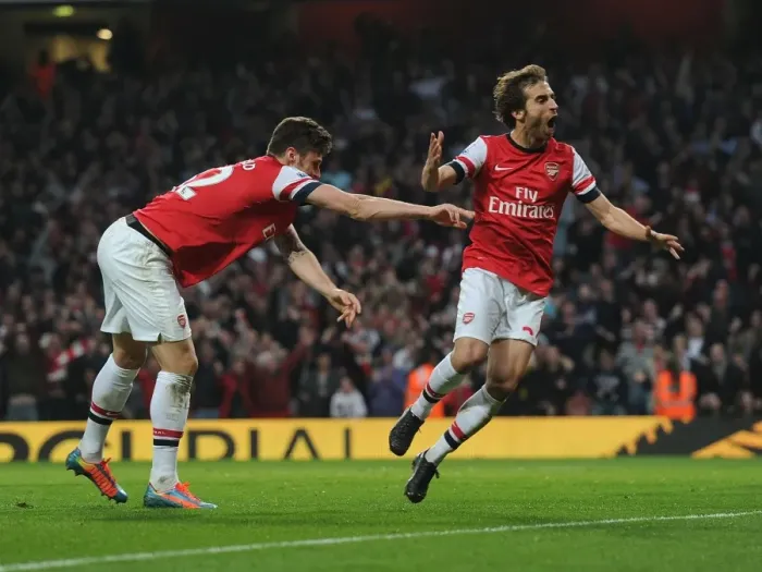 Framed Print : Unstoppable Arsenal: Flamini and Giroud's Unforgettable Goal Celebration vs. Manchester City, 2013 / 14