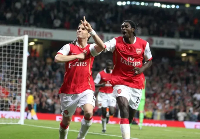Framed Print : Unstoppable Duo: Fabregas and Adebayor's Double Strike against Manchester City - Arsenal's Glory Moment