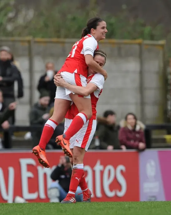 Framed Print : Unstoppable Duo: Van de Donk and O'Reilly's Goal-Scoring Celebrations for Arsenal Ladies in FA Cup Clash against Tottenham Hotspur Ladies Framed Print : Unstoppable Duo: Van de Donk and O'Reilly's Goal-Scoring Celebrations for Arsenal Ladies in FA Cup Clash against Tottenham Hotspur Ladies