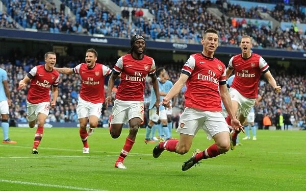 Unstoppable Foursome: Arsenal's Epic Goal Celebration - Koscielny, Giroud, Ramsey, and Mertesacker vs. Manchester City (2012-13)