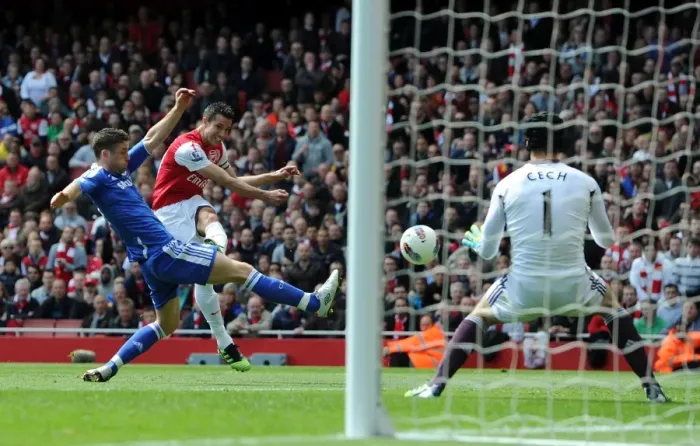 Framed Print : Van Persie vs. Cahill: Intense Rivalry at the Emirates - Arsenal v Chelsea, Premier League 2011-12