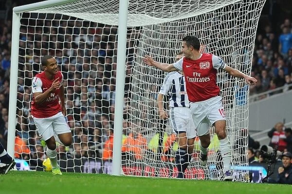 Van Persie and Walcott Celebrate Arsenal's First Goal Against West Bromwich Albion (2011-12)