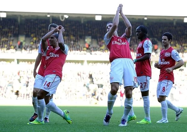 Van Persie and Walcott Celebrate Arsenal's First Goal vs Norwich City (2011-12)