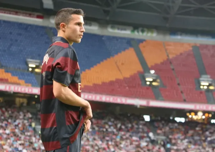 Framed Print : Van Persie's Debut Goal: Arsenal Edges Past Lazio 2-1 at Amsterdam Tournament