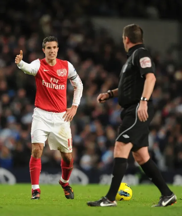 Framed Print : Van Persie's Dispute with Dowd: Manchester City vs. Arsenal, Premier League, 2011