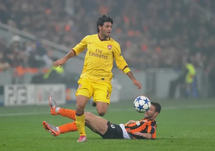 Framed Print : Vela Scores Against Rat: Arsenal vs. Shakhtar Donetsk in UEFA Champions League
