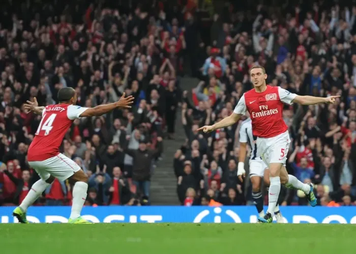 Framed Print : Vermaelen and Walcott Celebrate Arsenal's Second Goal vs. West Bromwich Albion (2011-12) Framed Print : Vermaelen and Walcott Celebrate Arsenal's Second Goal vs. West Bromwich Albion (2011-12)