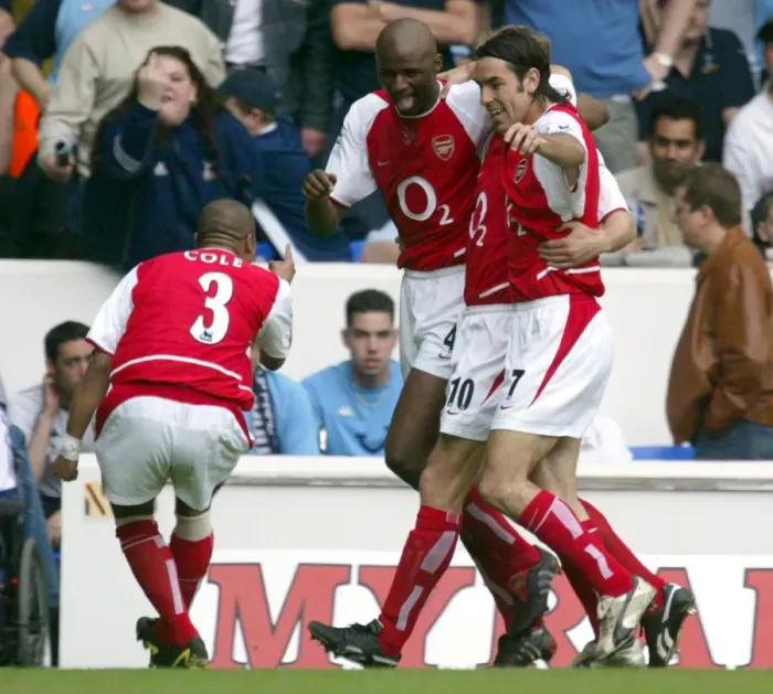 Framed Print : Vieira and Pires: Unforgettable Goal Celebration at White Hart Lane, 2004