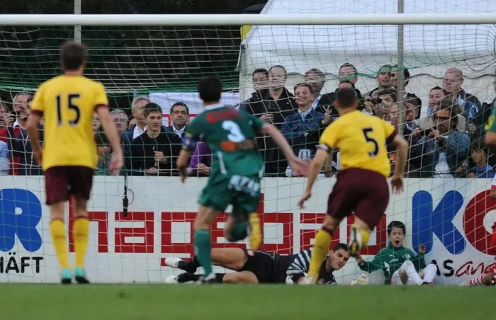 Framed Print : Vito Mannone (Arsenal) saves the Neusiedl penalty. SC Neusiedl 0: 4 Arsenal Framed Print : Vito Mannone (Arsenal) saves the Neusiedl penalty. SC Neusiedl 0: 4 Arsenal