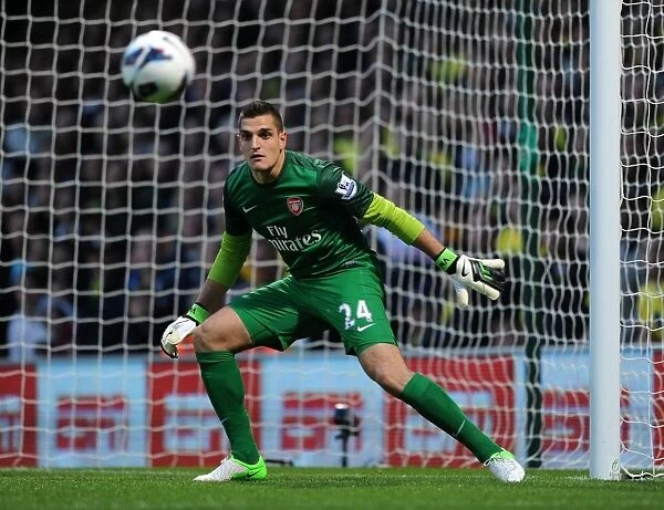 Vito Mannone: Arsenal's Determined Goalkeeper in Action Against Norwich City (2012-13)