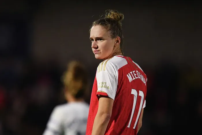 Framed Print : Viviane Miedema's Determined Focus: Arsenal Women vs. Tottenham Hotspur Women in FA WSL Cup