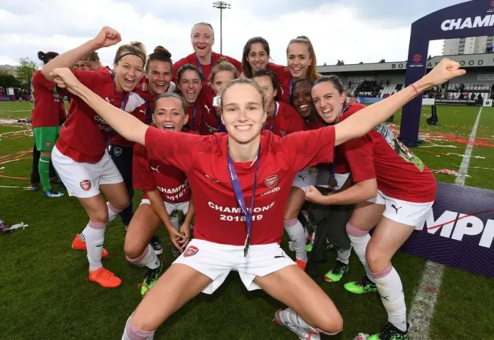 Framed Print : Vivianne Miedema Celebrates Arsenal Women's Victory Over Manchester City Women