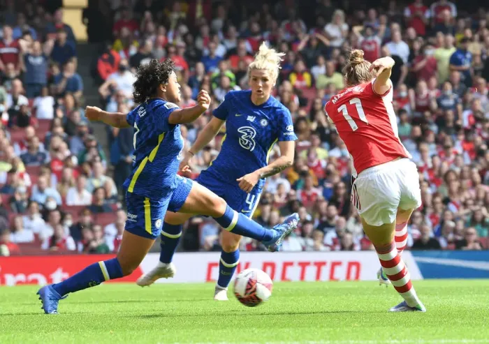 Framed Print : Vivianne Miedema Scores First Goal for Arsenal Women in FA WSL Match Against Chelsea