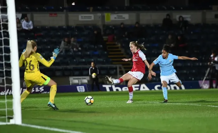 Framed Print : Vivianne Miedema Scores the Game-Winning Goal: Arsenal Women Clinch Continental Cup Against Manchester City