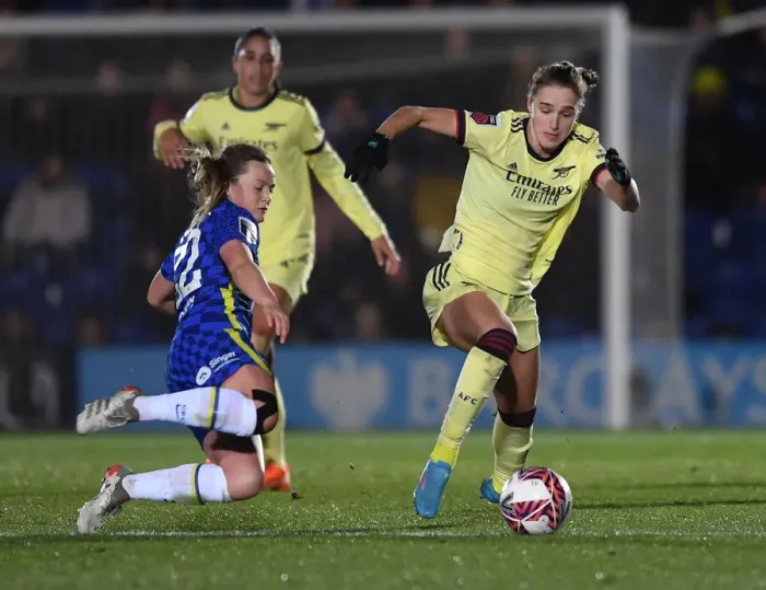 Framed Print : Vivianne Miedema vs. Erin Cuthbert: Clash of the Stars in Chelsea Women vs. Arsenal Women FA WSL Match
