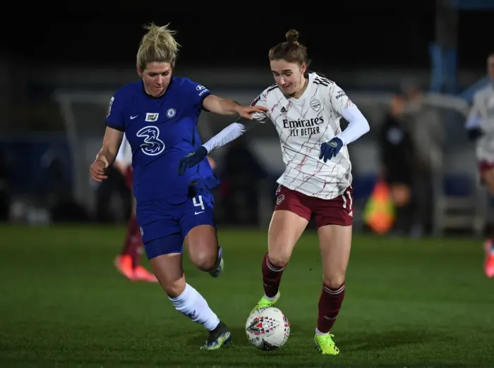 Framed Print : Vivianne Miedema vs. Mille Bright: A Battle in the FA WSL Clash Between Chelsea Women and Arsenal Women