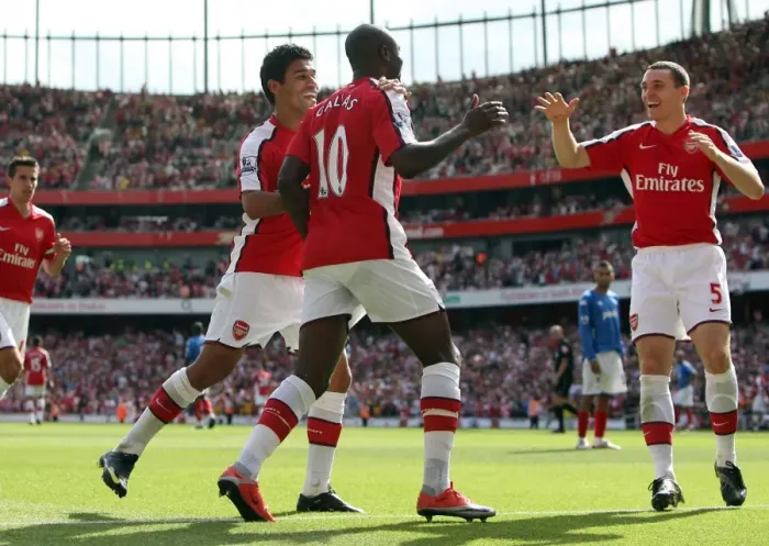 Framed Print : William Gallas celebrates scoring Arsenals 3rd goal Framed Print : William Gallas celebrates scoring Arsenals 3rd goal
