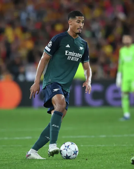 Framed Print : William Saliba in Action: Arsenal vs. RC Lens, UEFA Champions League 2023 / 24