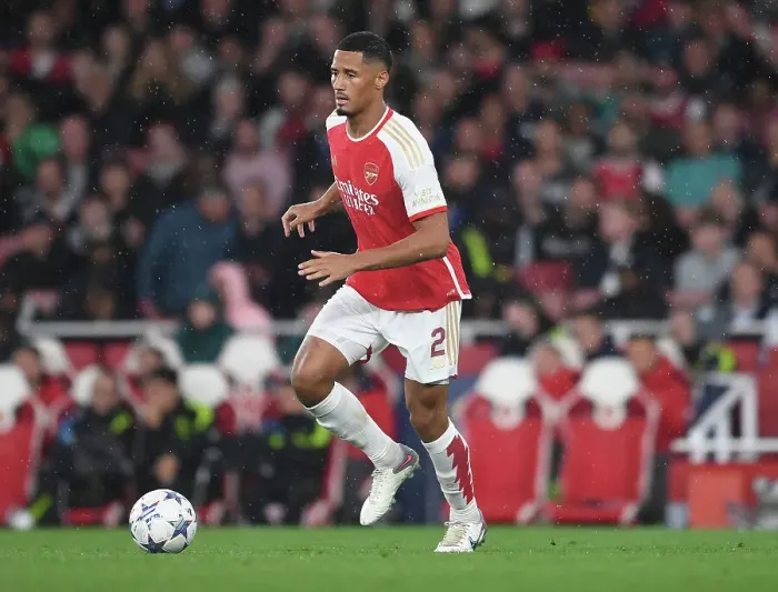 Framed Print : William Saliba's Brilliant Debut: Arsenal's Victory over PSV Eindhoven in the Champions League (2023-24)