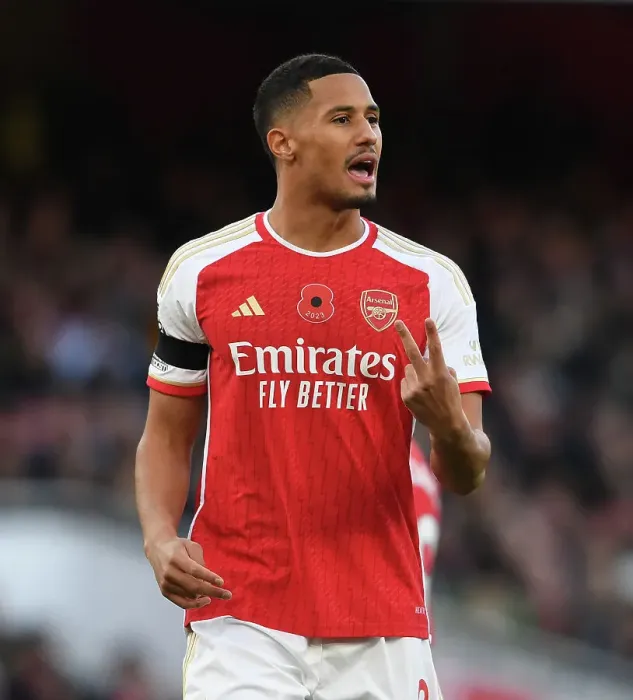 Framed Print : William Saliba's Debut: Arsenal Takes on Burnley (2023-24)