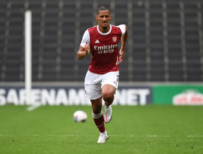 Framed Print : William Saliba's Debut Shines: Arsenal's Pre-Season Victory over MK Dons
